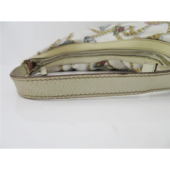 Gucci White Satin Charmy Chain Printed Hobo Bag. Authentic. - Picture 11 of 16